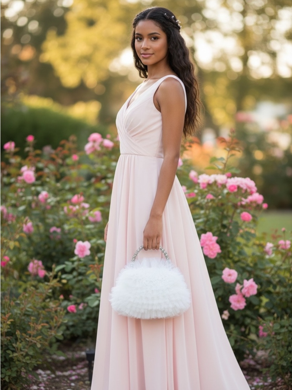 Badgley Mischka Crystal-Embellished White Clutch